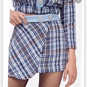 Zara textured denim skirt